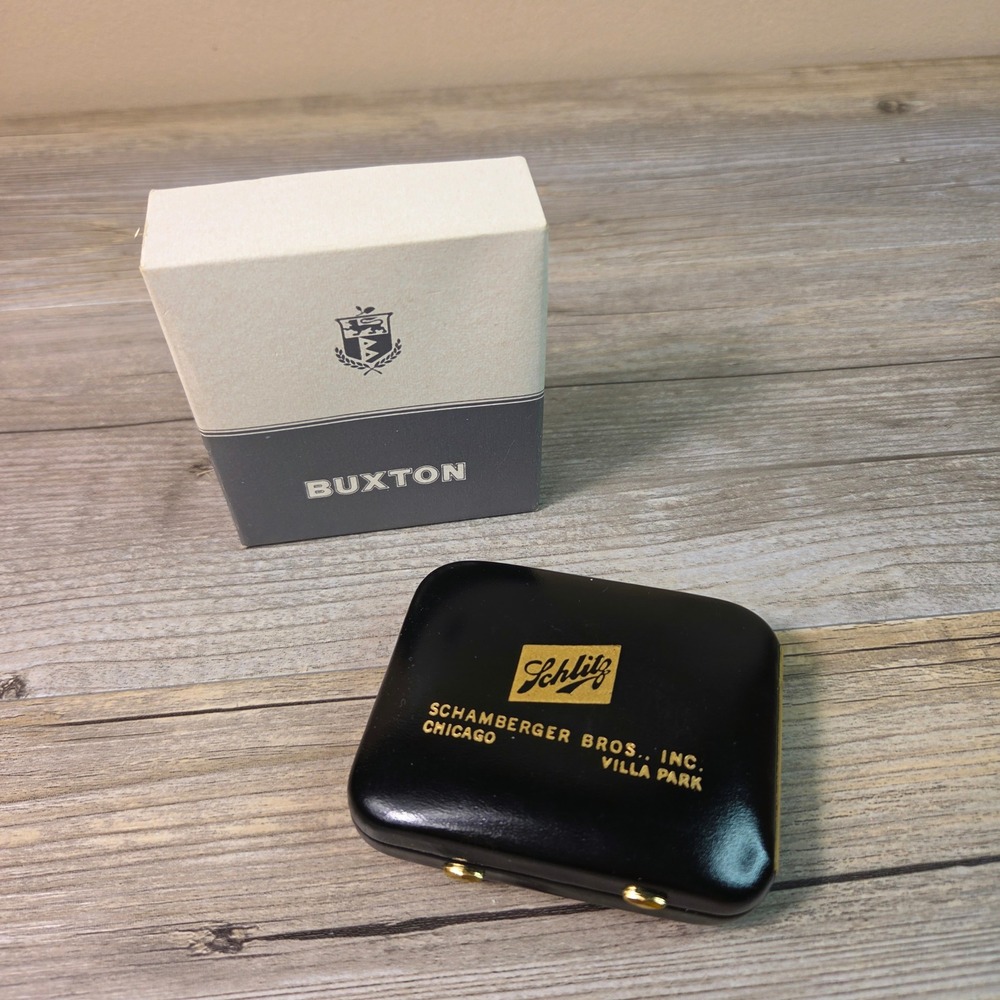Vintage Schlitz Beer Buxton Key-Tainer Leather Key Case Holder Chicago Promo Box